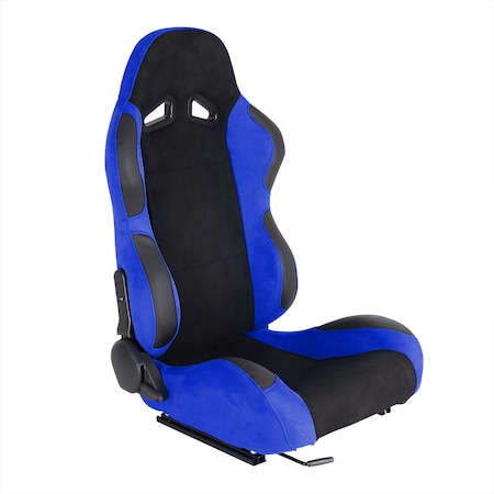 Spec-D Tuning Racing Seat - Black And Blue Suede - Right Side, PK2 RS-2004R